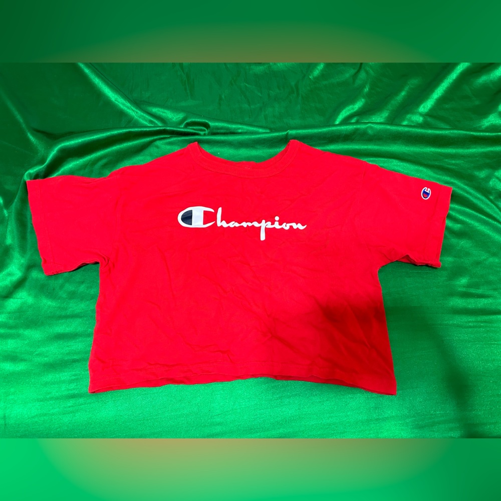 Red Cropped Champion Tee Size S